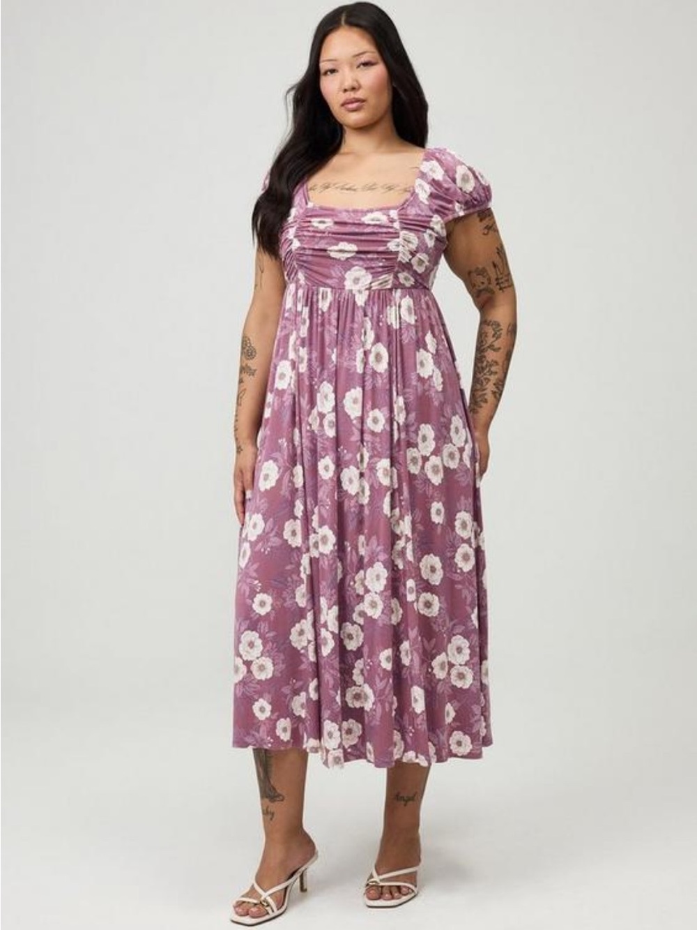 Torrid Floral Gathered Ruched Babdoll Midi Dress Large 00